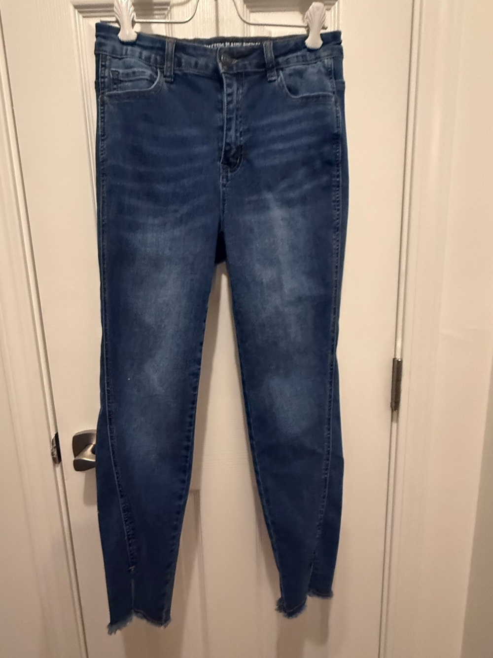 Grace and Lace raw slit hem ankle Stretch Skinny Jeans Recycled Water Bottles 8